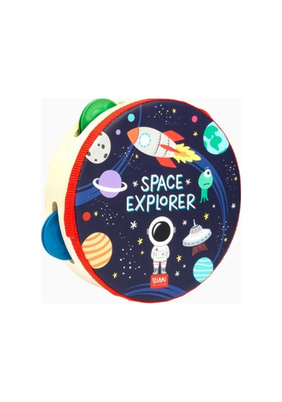 Legami Shake It Up Tamburin Space, 14,5 Cm, Çocuklar Için Ritim Oyuncağı Çocuk Müzik Aleti Ahşap