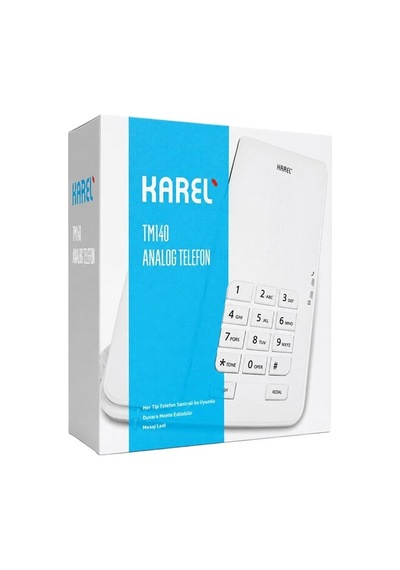 Karel Tm-140 Analog Sabit Kablolu Ekransız Beyaz Masaüstü Telefon Analog Telefon