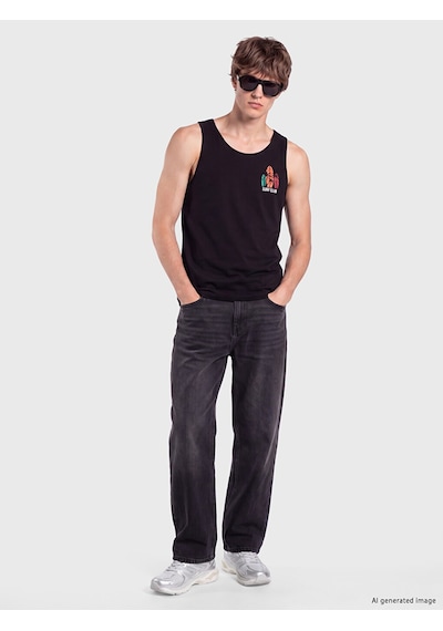 Lcw Swımwear Siyah Baskılı Erkek Kolsuz Tişört