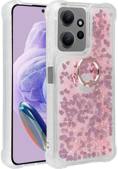 Xiaomi Uyumlu Redmi Note 12 Pro 4g Kılıf Zore Simli Sıvılı Yüzüklü Milce Kapak