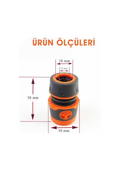Car-fil 1/2 Bahçe Hortumu Hızlı Bağlantı Adaptörü Sızdırmaz, Dayanıklı, Kolay Montaj 1/2"