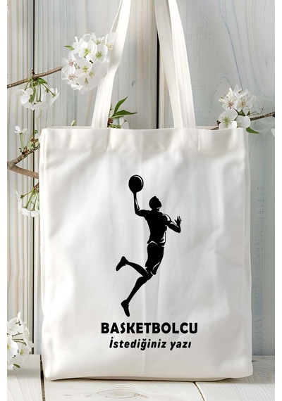 Art Hediye Basketbolcu Basketbol Basket Baskılı Bez Omuz Çantası Kişiye Özel Model 18 Çok Renkli