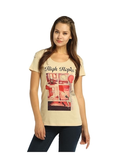 Bant Giyim - High Hopes Krem Kadın T-Shirt Tişört