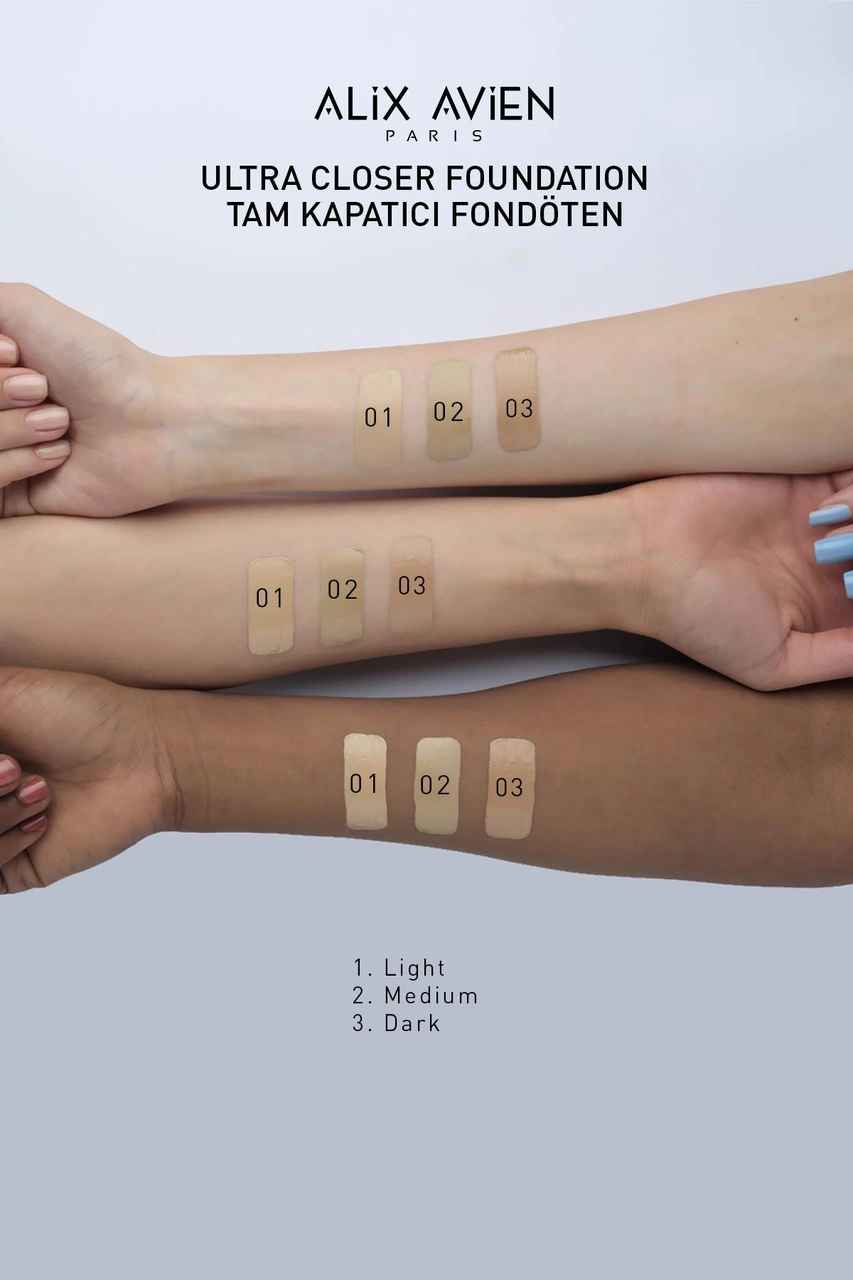 Alix Avien Ultra Kapatıcı Nemlendirici SPF35+ Faktör Ve E & C Vitaminli Fondöten Ultracloser Foundation 01
