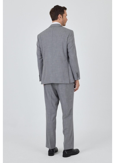 İmza Gri Mono Yaka Esnek 4 Drop Comfort Fit Classic Takım Elbise 1001250159 Gri