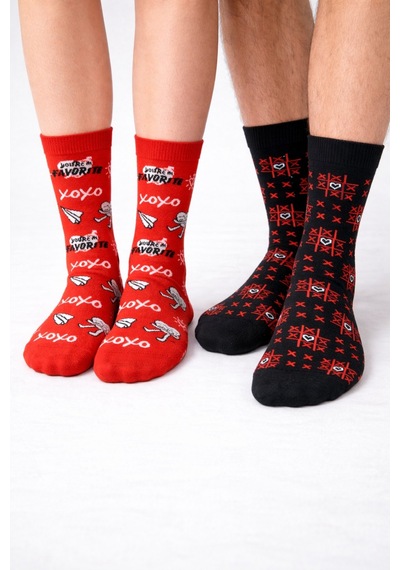 Carnaval Socks Sevgililer Günü Hediyesi Özel Tasarım Kutulu Çorap Seti / Romantik Desenli Unisex Hediye Çorap 2 Li 2000386