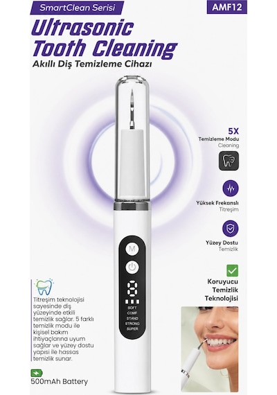 Auhma Smartclean Amf12 Ultrasonik Diş Temizleme Cihazı 5 Modlu Akıllı Diş Tartarı Ve Plak Temizleyic