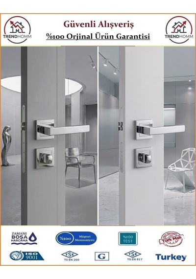 Çelebi Lama Rozetli İç Kapı Kolu - Parlak Nikel - Wc Banyo