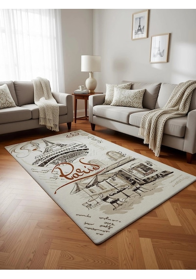 Dinarsu Halı Klasik Serisi %100 Akrilik Paris Desenli 125 X 200 Bej Rengi Bej