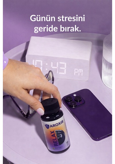 Aroxir Relax Uyku Desteği Aronya, Magnezyum Bisglisinat, 5- Htp, Melisa Ve Safran 30 Kapsül