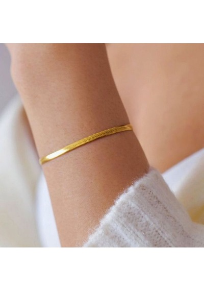 İtalyan Ezme Çelik Zincir Bileklik Gold Renk Çelik Bileklik Unise Renkli