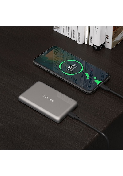 Lenyes Pw0015d Ultra İnce Led Göstergeli Wireless Powerbank 15w 5000mah Gri