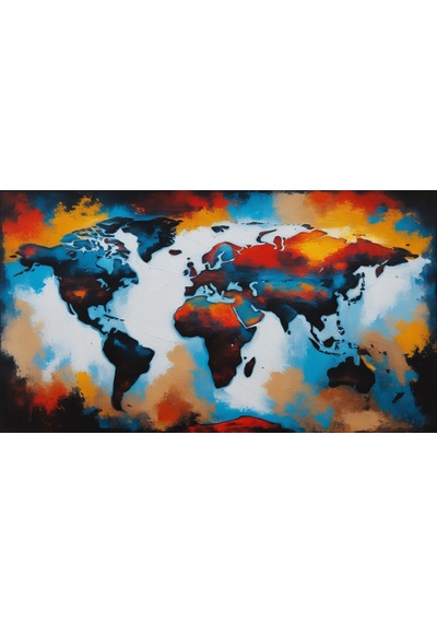 Dünya Harita Tablosu 04 Çerçevesiz 90x60cm Pvc Tablo
