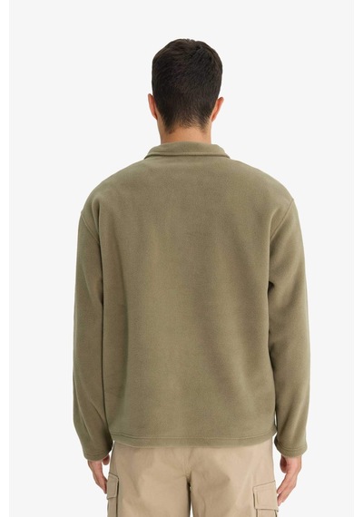 Defacto Relax Fit Yarım Fermuarlı Polar Sweatshirt F0448ax25aukh401 Haki-kh401