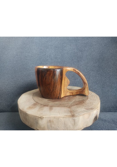 Kuksa Ceviz Ağacı Kalp Kabartmalı 190 Ml Çok Renkli