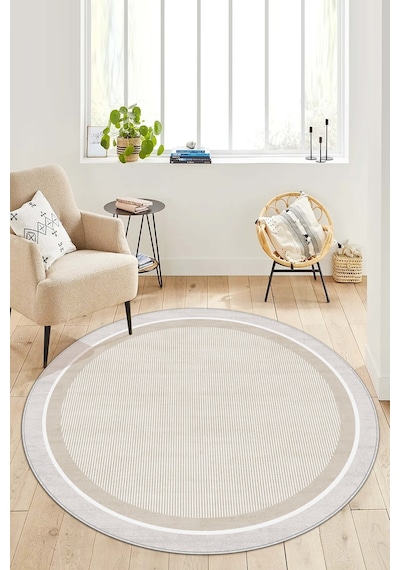 West Home Makinede Yıkanabilir Kaymaz Taban Leke Tutmaz Daire Bej Mutfak Halısı Salon Halısı Ve Yolluk
