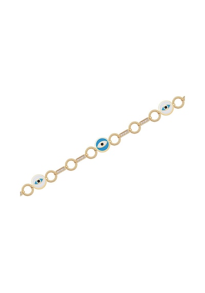 Diamond Line - Gülaylar - Sarı Altın 14 Ayar Nazar Boncuğu Bilekl Standart N11.21795 Sarı Altın