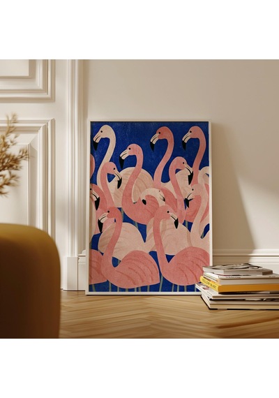 Pembe Flamingo Duvar Sanatı Tropikal Kuş Baskısı Minimalist Hayvan Posteri