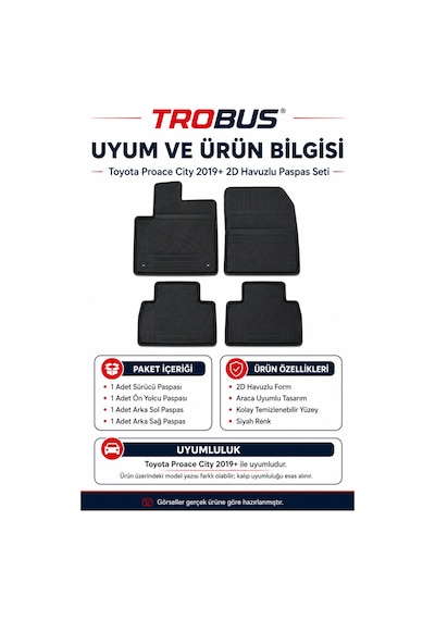 Trobus Toyota Proace City 2019 Ve Sonrası 7 Koltuk 2d Havuzlu Paspas
