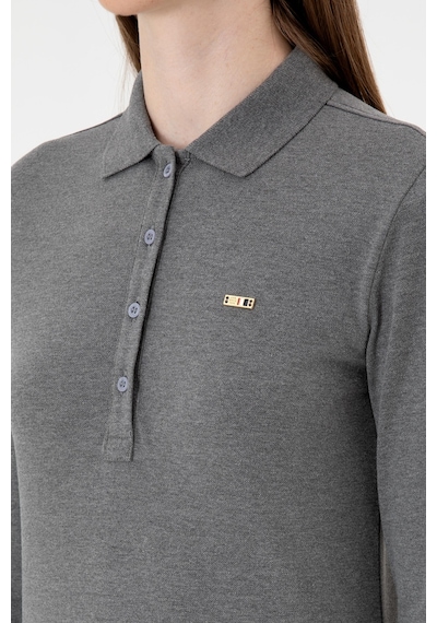 U.S. Polo Assn. Kadın Antrasit Melanj Basic Polo Yaka Sweatshırt 50313593-VR081
