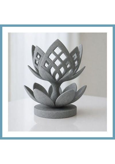 Bezos 3d Baskı Lotus Çiçeği Mumluk - Dekoratif Tealight Mumluk-gri Mbt06