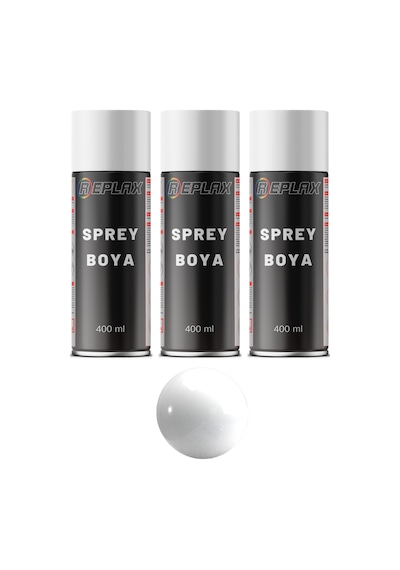 3 Adet Ral 9010 Parlak Beyaz Sprey Boya 400 Ml.