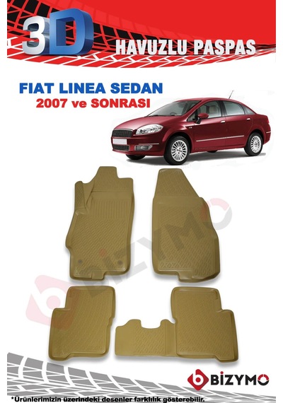 Fiat Linea Sedan 2007 Ve Sonrası 3D Bej Paspas Takımı Bizymo