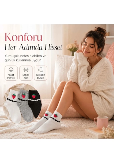 Çorap Giyim Kadın Çilek Desenli Kısa Konç Çorap 12 Li Paket, %80 Pamuklu Dikişsiz Burun, Nefes Alan Yumuşak Bilek Çorabı, Siyah Beyaz Gri Çok Renkli Çorap Giyim Kadın Çilek Desenli Kısa Konç Çorap 12 Li Paket, %80 Pamuklu Dikişsiz Burun, Nefes Alan Yumuşak Bilek Çorabı, Siyah Beyaz Gri Çok Renkli