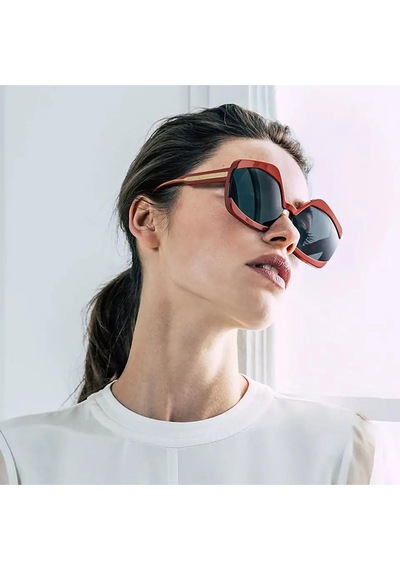 Sofistike Vintage Geometrik Büyük Siyah Kemik Kadın Güneş Gözlüğü Pk008sy Uv400 Cam Korumalı