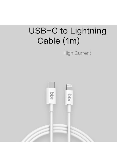 Bix BX-IP02UC Type-C to Lightning iPhone / Apple Uyumlu iPad  Data ve Şarj Kablosu Beyaz 1 Metre