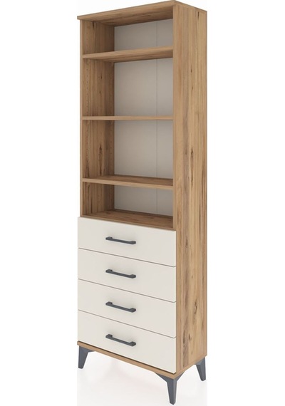 Arges Dolap 4 Raflı 4 Çekmeceli 60x30x182 Çam-aytaşı Çam