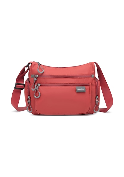 Smart Bags Kiremit Rengi Orta Boy Çok Cepli Su Geçirmez Ultra Hafif Kumaş Kadın Çapraz Çanta