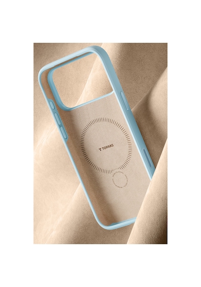Torras Apple iPhone 17 Pro / 18 Pro Uyumlu O Stand Spin Silicone Serisi Magsafe Kılıf Açık Mavi