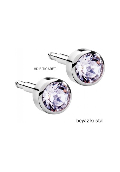 Beyaz Kristal Kulak Delme Küpesi 1 Çift Beyaz