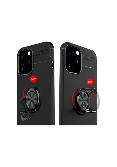 İphone 12 Pro Max Kılıf Range Yüzüklü Silikon - Siyah-kırmızı