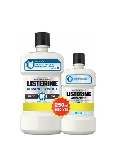 Listerine Advanced White Ağız Bakım Suyu Hafif Tat 500 ML + 250 ML