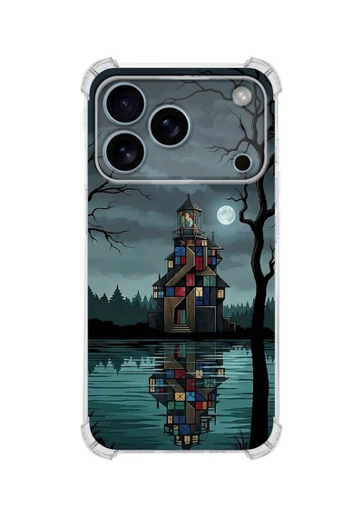 Printify Apple iPhone 17promax İle Uyumlu Simya Serisi Gölge Ve Cam Tasarımlı Uv Baskılı Köşe Korumalı Antişok Kılıf Şeffaf