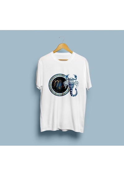 Oversize Akrep Baskılı Tasarım T-shirt Beyaz
