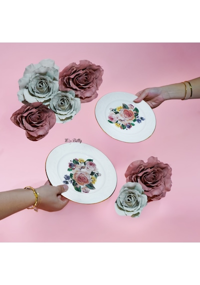Rose Deluxe Porselen 6'lı Pasta Tabağı Pembe