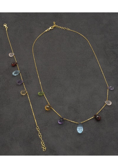 Doğan Diamond 925 Ayar Gümüş Altın Kaplama Multicolor Set - Collezione Arcobaleno