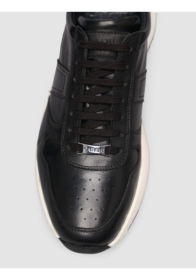 Cabani %100 Hakiki Deri Dokulu Siyah Napa Bağcıklı Erkek Sneaker Siyah