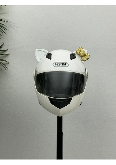 Motor & Motosiklet Gold Fiyonklu Beyaz Kedi Kulak Kask Dış Aksesuarı Diğer