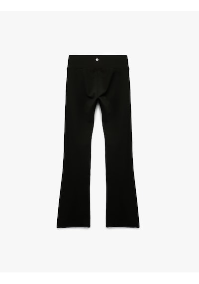 Koton Yüksek Bel Slim Fit İspanyol Paça Spor Tayt Siyah 7wak40040nk