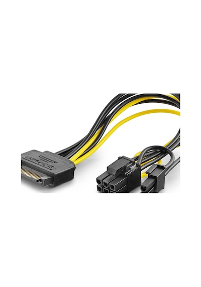 Sata To 6+2 Pin Ekran Kartı Power Kablosu 26 Cm - Siyah Hdx5570 Evimdeyokyok