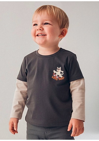 Mayoral Uzun Kollu Erkek Bebek T-shirt 2062 Gri