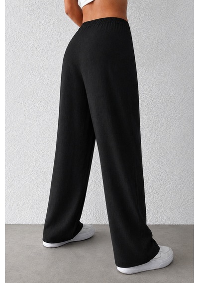 Cool Tarz Kadın Geniş Paça Pantolon Ön Cepli Rahat Kalıp Keten Günlük Ve Şık Pantolon Siyah Siyah Cool Tarz Kadın Geniş Paça Pantolon Ön Cepli Rahat Kalıp Keten Günlük Ve Şık Pantolon Siyah Siyah