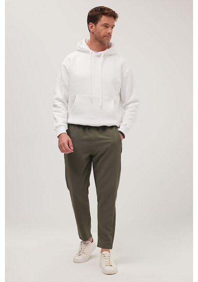 Tudors Erkek Regular Fit Beli Lastikli Bağcıklı Jogger Haki Pantolon Rahat Kesim Yan Cepli-36900 Haki