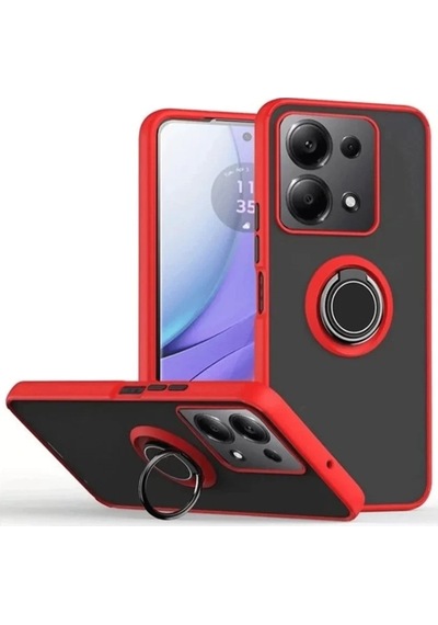 Newface Xiaomi Redmi Note 13 Pro 5g Kılıf Montreal Yüzüklü Silikon Kapak - Kırmızı