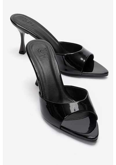 Luvishoes Tıera Siyah Rugan Kadın İnce Topuklu Terlik