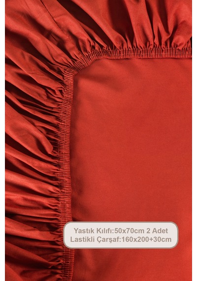 Elart Lastikli Çarşaf Seti Çift Kişilik %100 Pamuk Ranforce 160x200 Cm Tarçın Tarçın